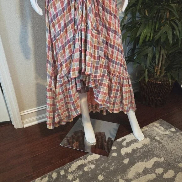 Free People Rainbow Dreams Plaid Dress in Pink/Combo - Picture 7 of 16